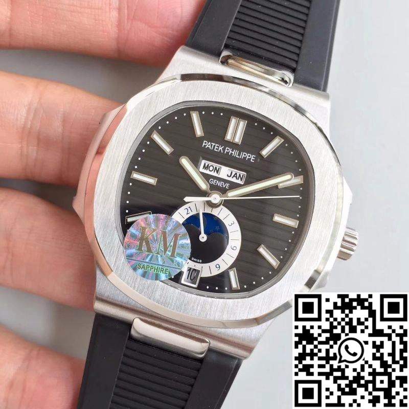 Patek Philippe Nautilus Annual Calendar Moonphase 5726A KM Factory V2 Black Dial