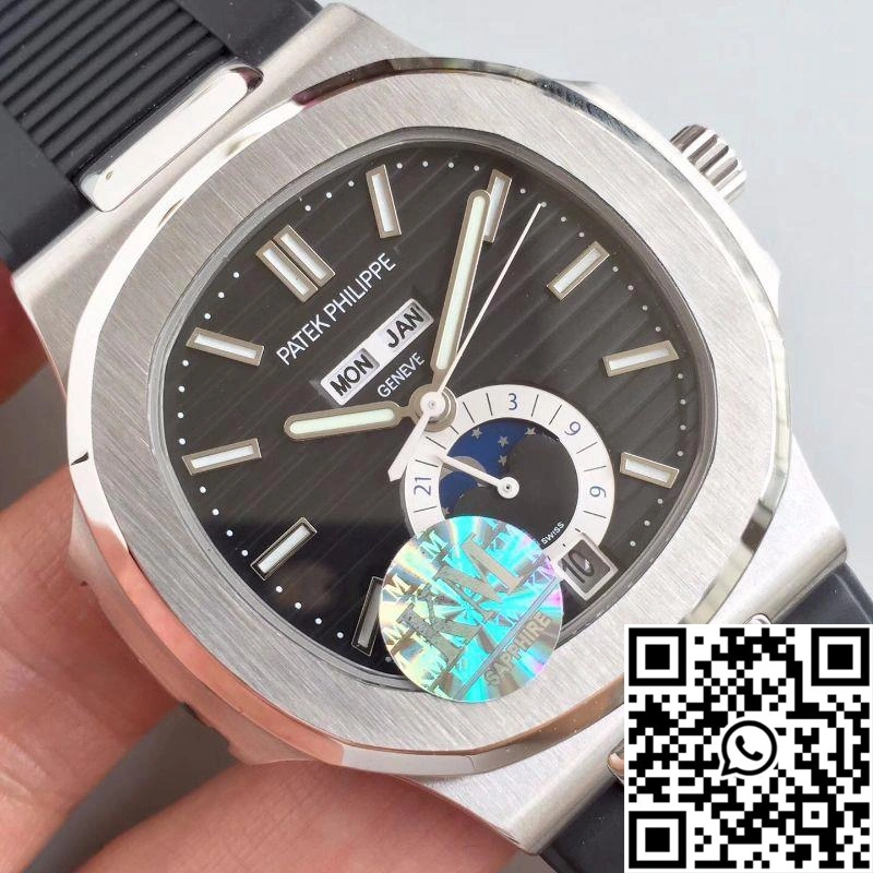 Patek Philippe Nautilus Annual Calendar Moonphase 5726A KM Factory V2 Black Dial