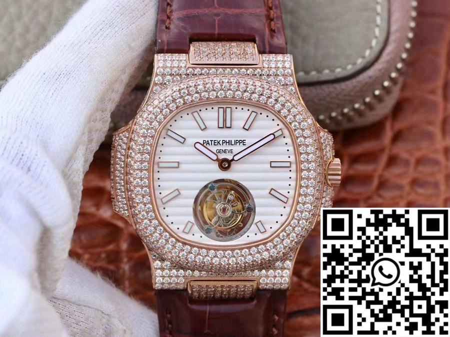 Patek Philippe Nautilus Jumbo 5711 Rose Gold Tourbillon 2018 R8 Factory White Dial