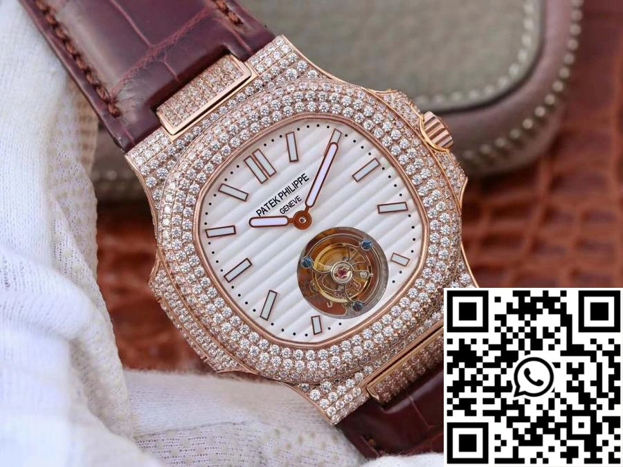 Patek Philippe Nautilus Jumbo 5711 Rose Gold Tourbillon 2018 R8 Factory White Dial
