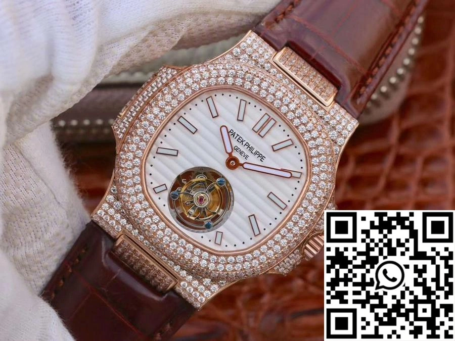 Patek Philippe Nautilus Jumbo 5711 Rose Gold Tourbillon 2018 R8 Factory White Dial