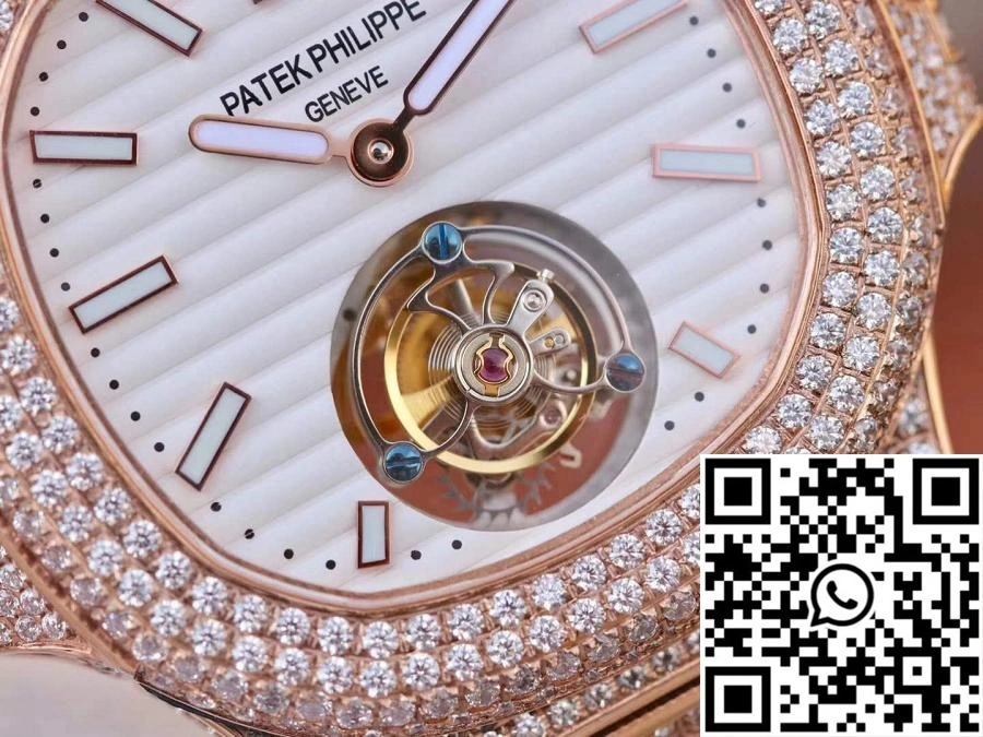 Patek Philippe Nautilus Jumbo 5711 Rose Gold Tourbillon 2018 R8 Factory White Dial