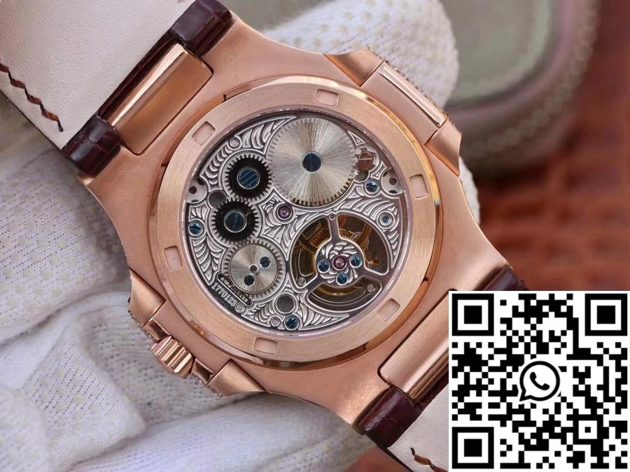 Patek Philippe Nautilus Jumbo 5711 Rose Gold Tourbillon 2018 R8 Factory White Dial