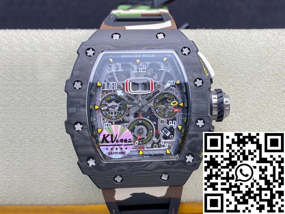 Richard Mille RM-011 KV Factory V2 Carbon Fiber Camo Rubber Strap