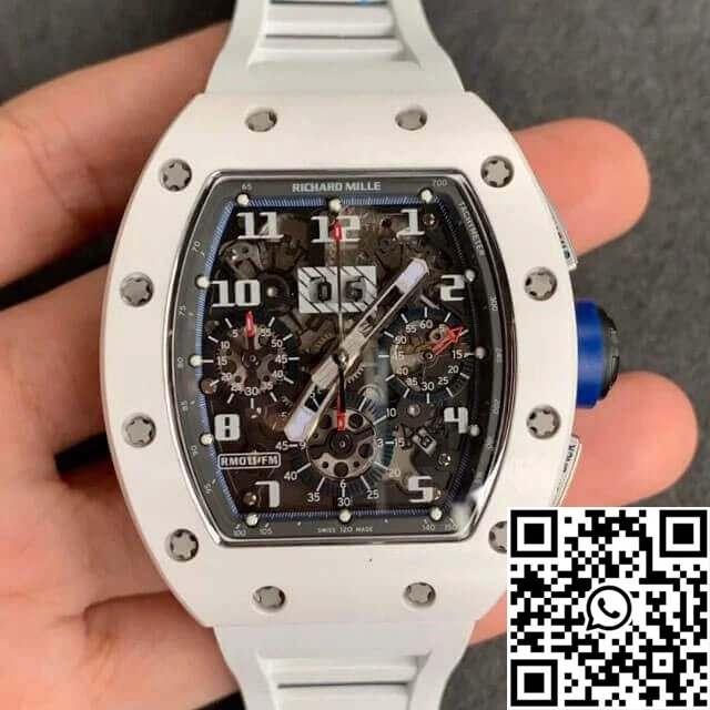 Richard Mille RM-011 KV Factory White Ceramic Rubber Strap