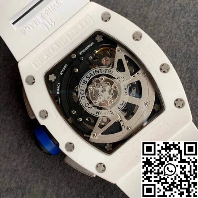 Richard Mille RM-011 KV Factory White Ceramic Rubber Strap
