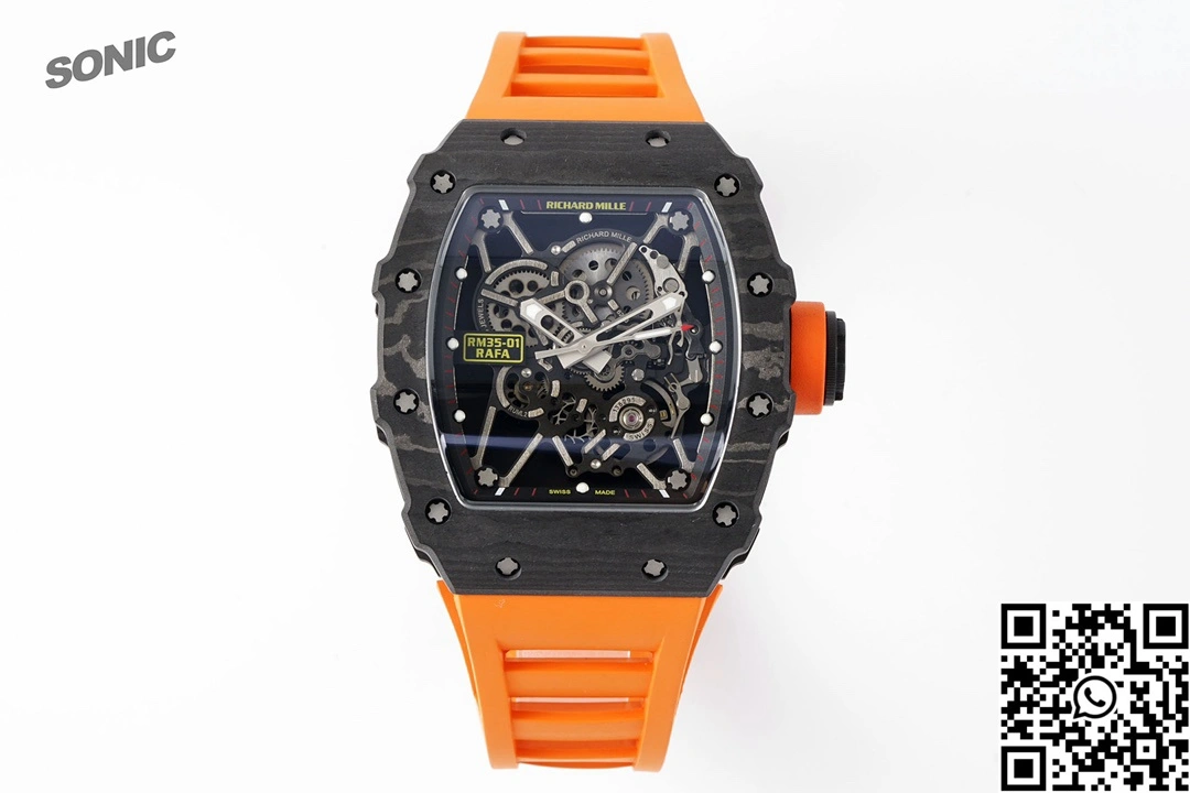 Richard Mille RM-035 Sonic Factory NTPT Carbon Fiber Black Case Orange Band