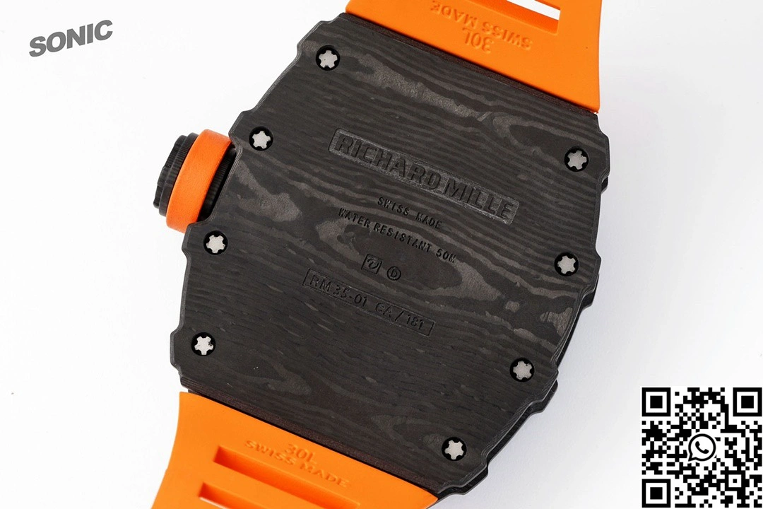 Richard Mille RM-035 Sonic Factory NTPT Carbon Fiber Black Case Orange Band
