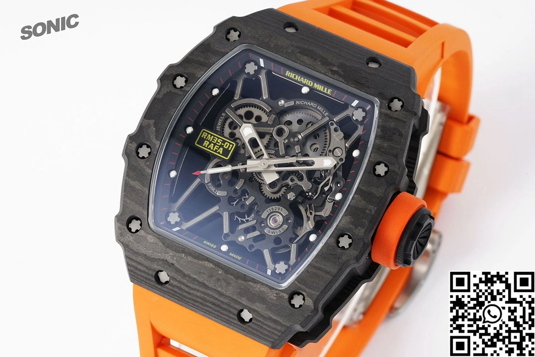 Richard Mille RM-035 Sonic Factory NTPT Carbon Fiber Black Case Orange Band