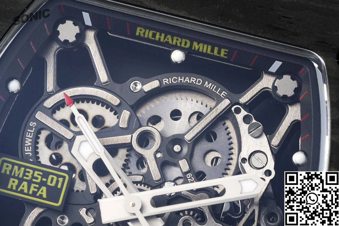 Richard Mille RM-035 Sonic Factory NTPT Carbon Fiber Black Case Red Band