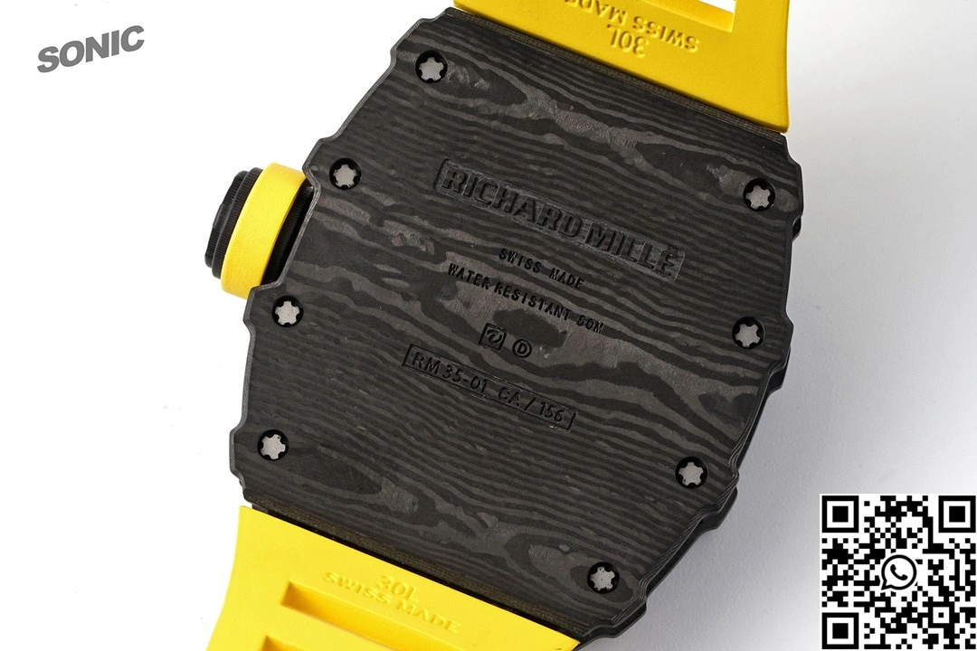 Richard Mille RM-035 Sonic Factory NTPT Carbon Fiber Black Case Yellow Band