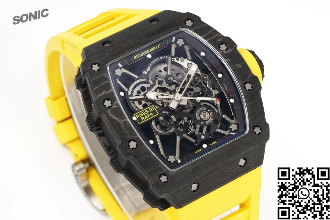 Richard Mille RM-035 Sonic Factory NTPT Carbon Fiber Black Case Yellow Band
