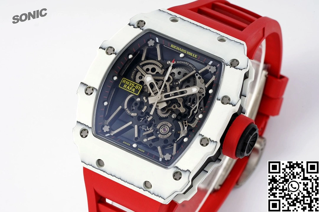 Richard Mille RM-035 Sonic Factory NTPT Carbon Fiber White Case Red Band
