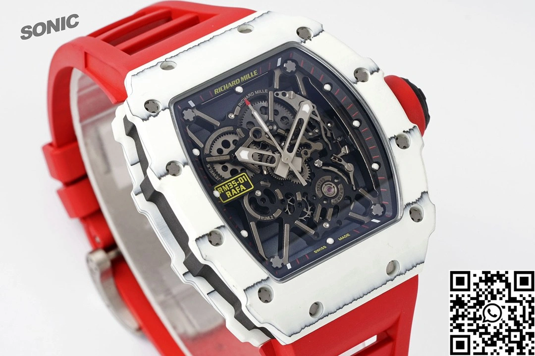 Richard Mille RM-035 Sonic Factory NTPT Carbon Fiber White Case Red Band