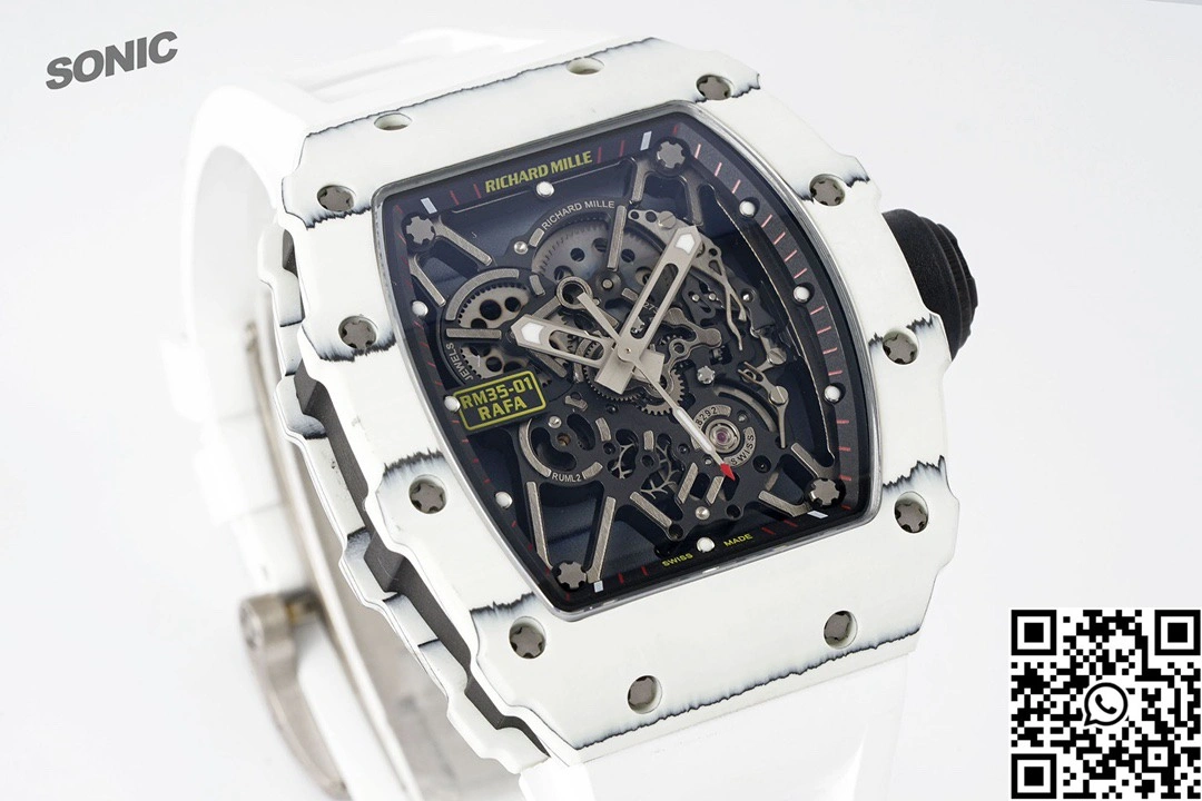 Richard Mille RM-035 Sonic Factory NTPT Carbon Fiber White Case White Band