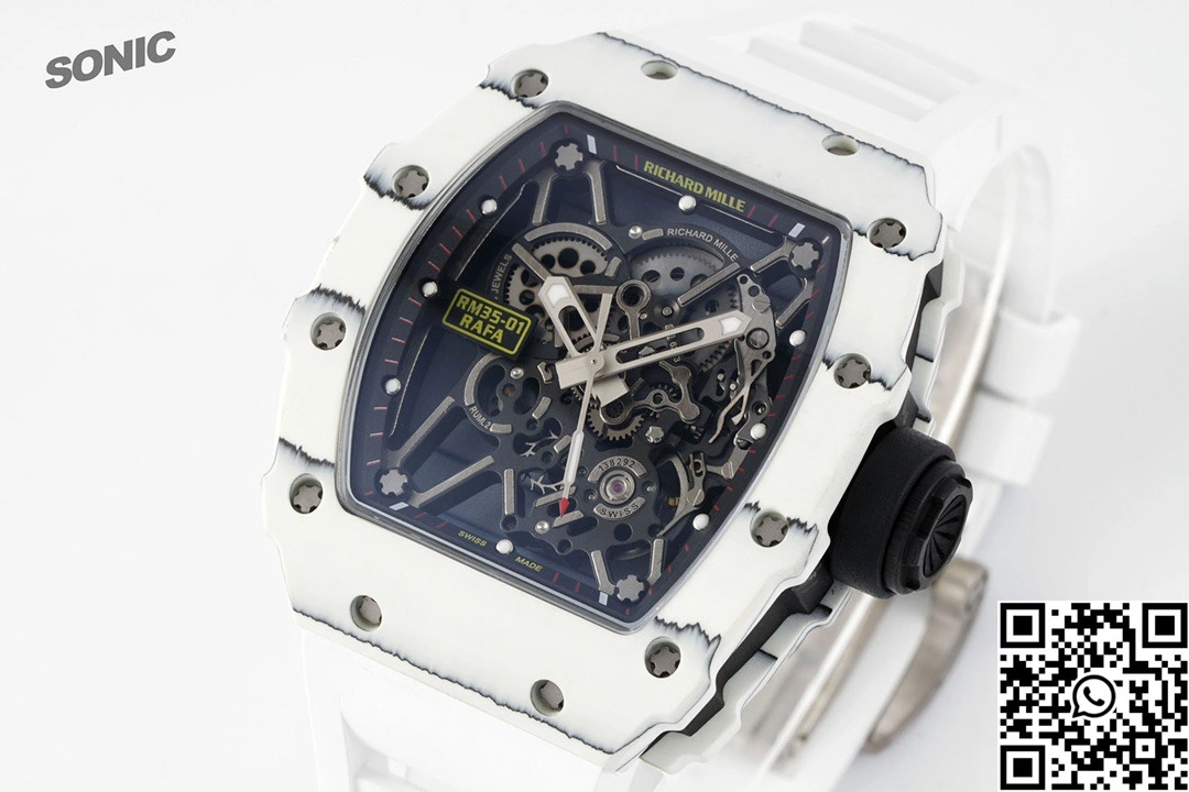 Richard Mille RM-035 Sonic Factory NTPT Carbon Fiber White Case White Band