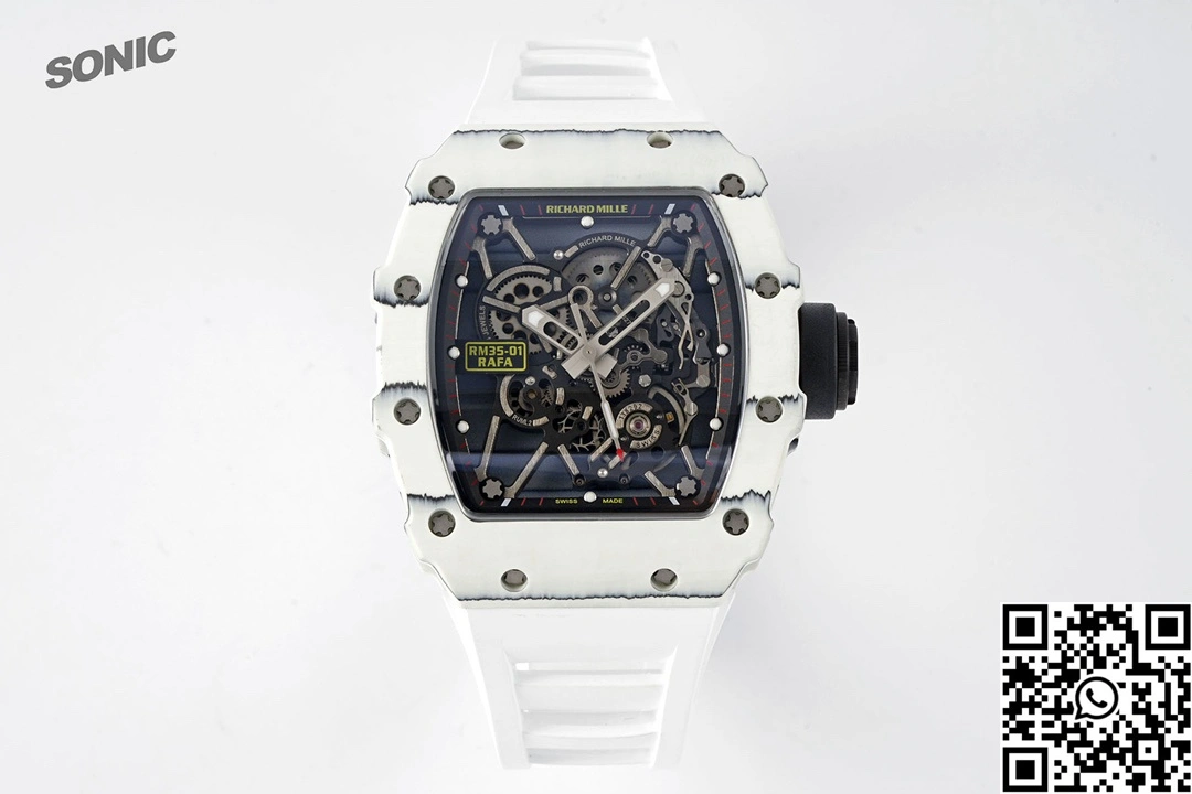 Richard Mille RM-035 Sonic Factory NTPT Carbon Fiber White Case White Band