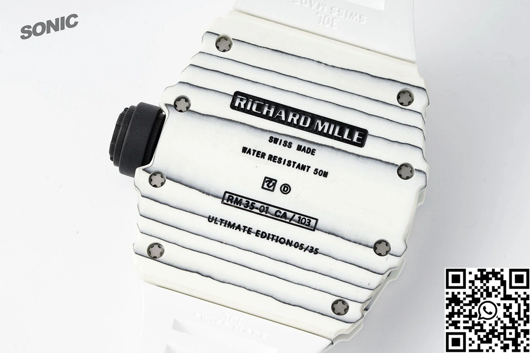 Richard Mille RM-035 Sonic Factory NTPT Carbon Fiber White Case White Band