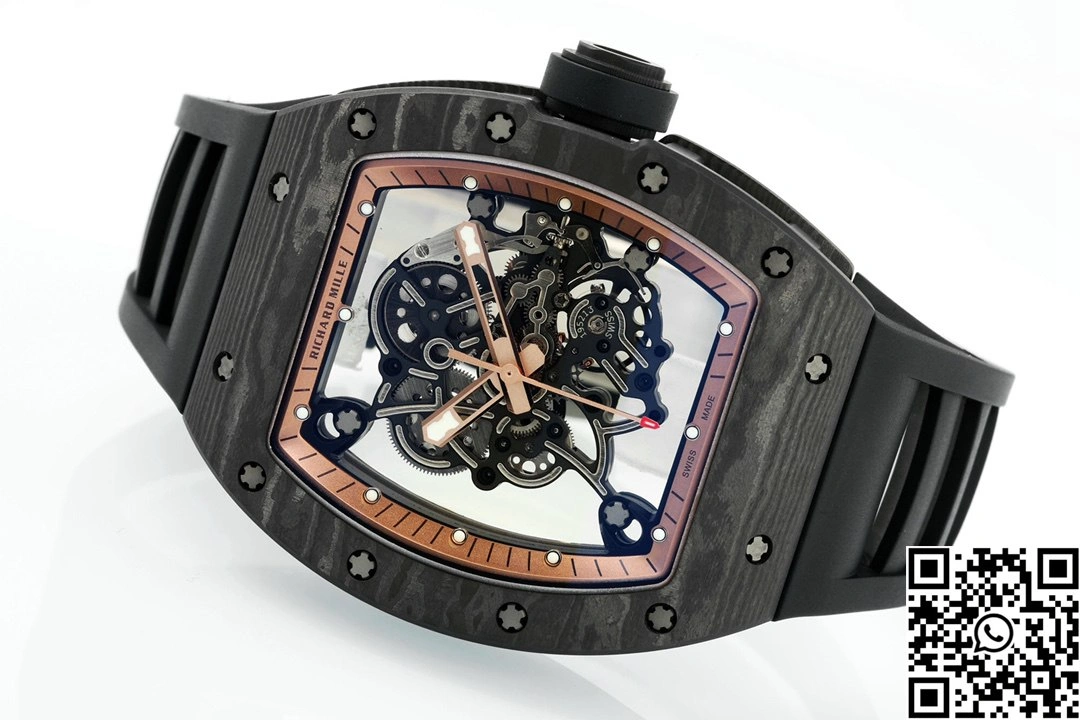 Richard Mille RM-055 APS Factory NTPT Carbon Fiber Black Case Black Band Rose Gold Rehault