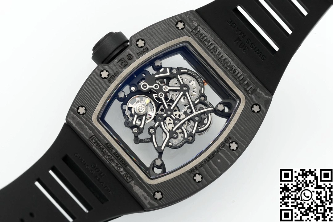 Richard Mille RM-055 APS Factory NTPT Carbon Fiber Black Case Black Band Rose Gold Rehault