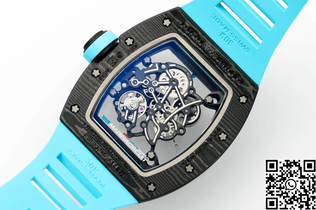 Richard Mille RM-055 APS Factory NTPT Carbon Fiber Black Case Blue Band