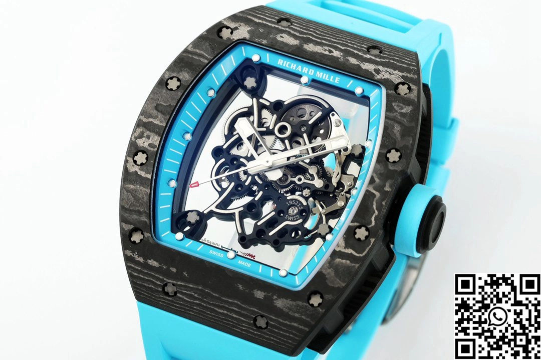 Richard Mille RM-055 APS Factory NTPT Carbon Fiber Black Case Blue Band