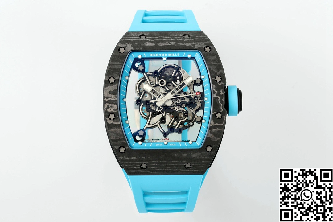 Richard Mille RM-055 APS Factory NTPT Carbon Fiber Black Case Blue Band