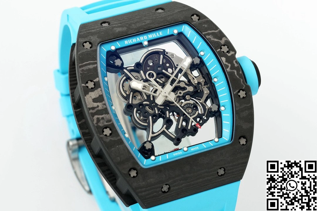 Richard Mille RM-055 APS Factory NTPT Carbon Fiber Black Case Blue Band