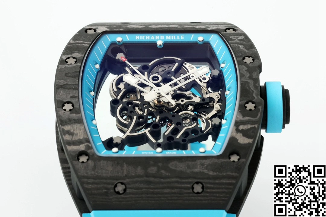 Richard Mille RM-055 APS Factory NTPT Carbon Fiber Black Case Blue Band
