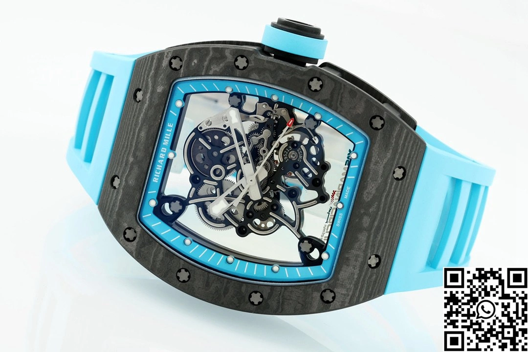 Richard Mille RM-055 APS Factory NTPT Carbon Fiber Black Case Blue Band