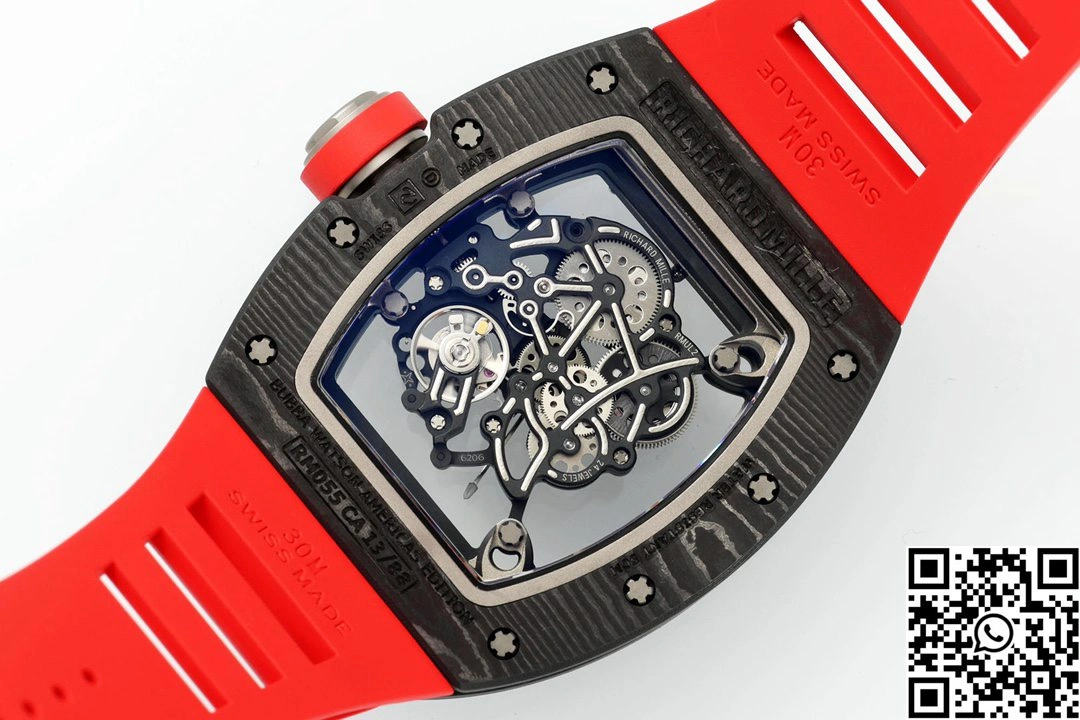 Richard Mille RM-055 APS Factory NTPT Carbon Fiber Black Case Red Band