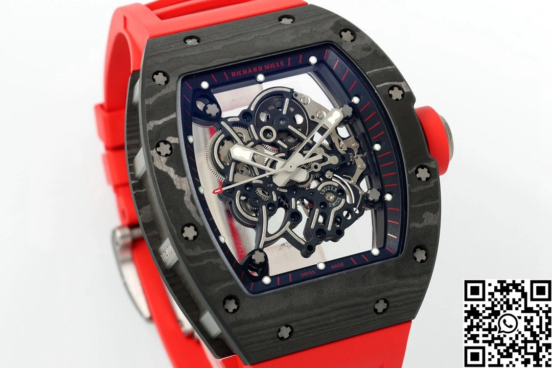 Richard Mille RM-055 APS Factory NTPT Carbon Fiber Black Case Red Band