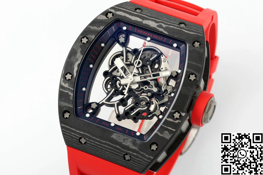 Richard Mille RM-055 APS Factory NTPT Carbon Fiber Black Case Red Band