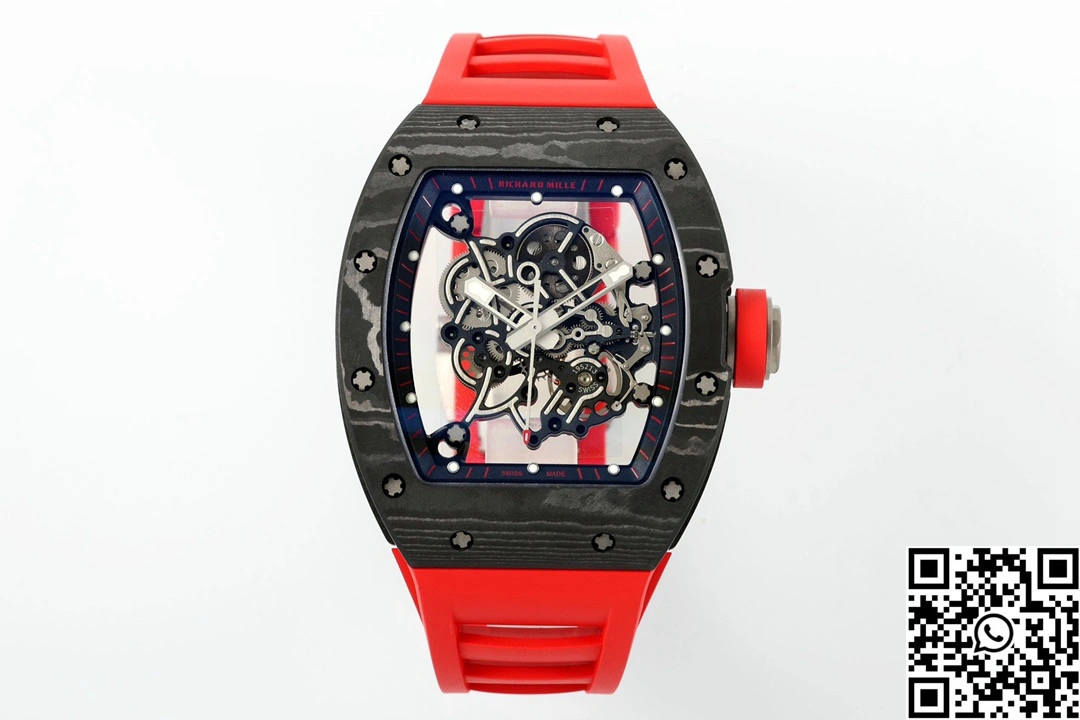 Richard Mille RM-055 APS Factory NTPT Carbon Fiber Black Case Red Band