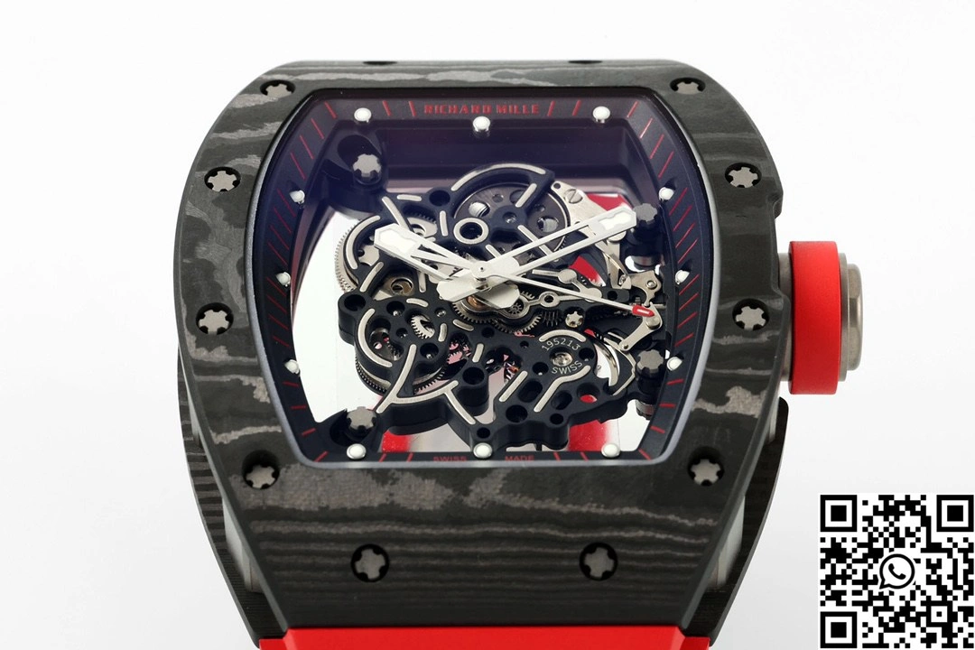 Richard Mille RM-055 APS Factory NTPT Carbon Fiber Black Case Red Band