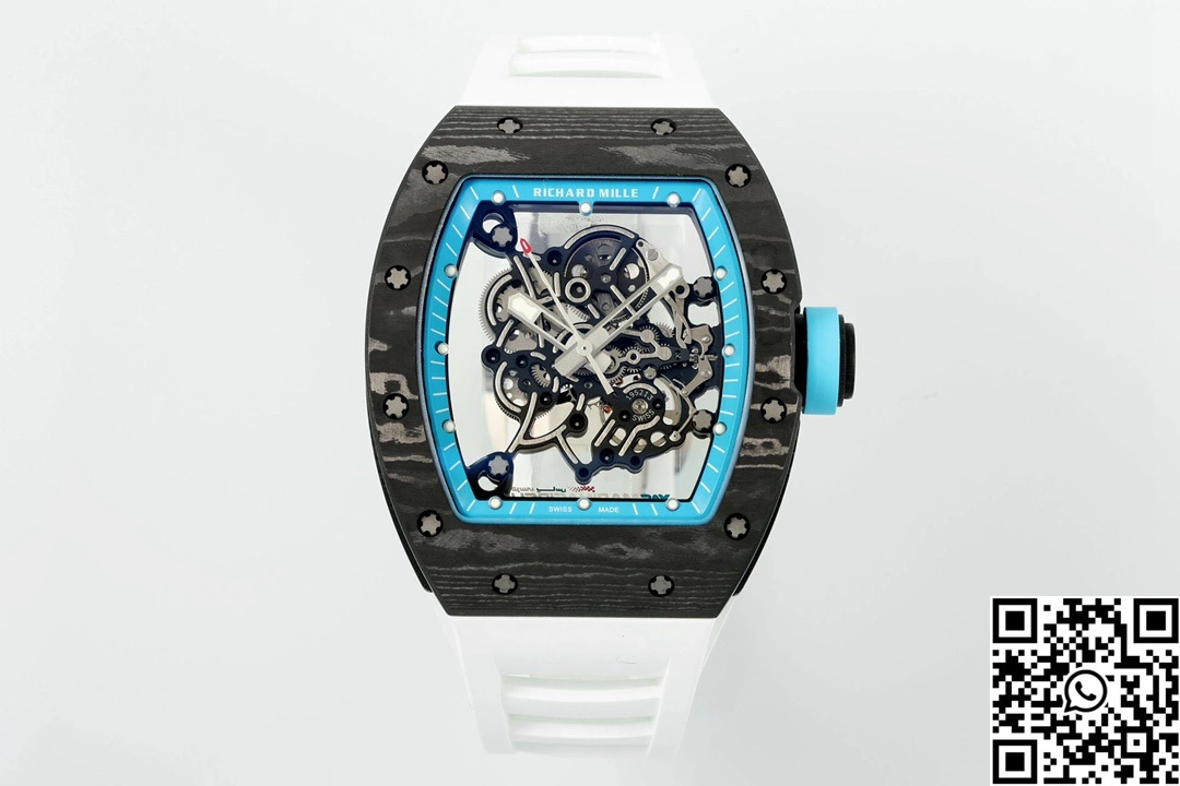 Richard Mille RM-055 APS Factory NTPT Carbon Fiber Black Case White Band Green Rehault