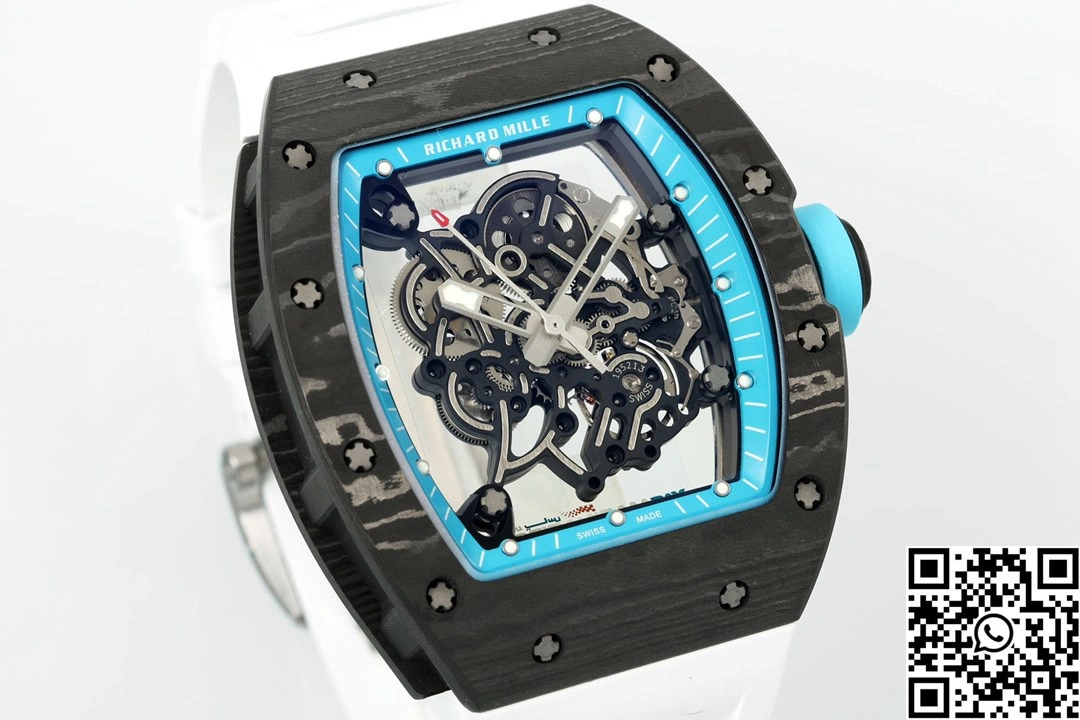 Richard Mille RM-055 APS Factory NTPT Carbon Fiber Black Case White Band Green Rehault