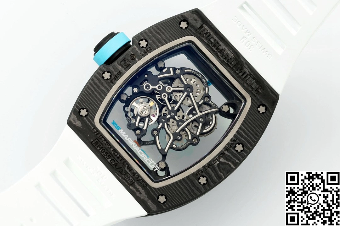 Richard Mille RM-055 APS Factory NTPT Carbon Fiber Black Case White Band Green Rehault