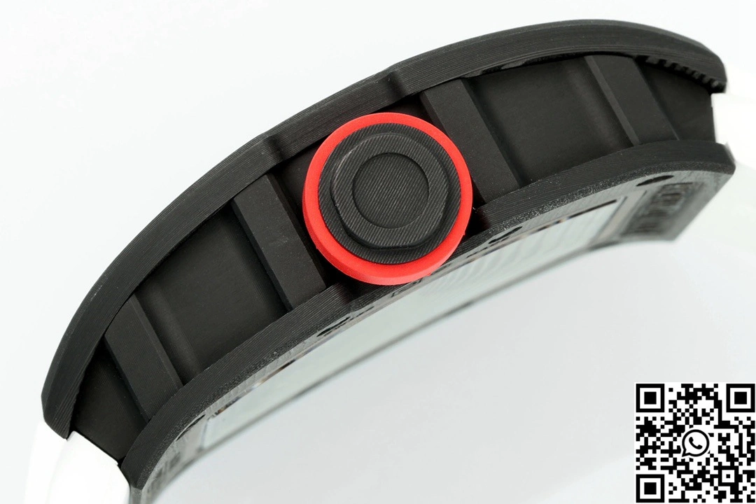 Richard Mille RM-055 APS Factory NTPT Carbon Fiber Black Case White Band Red Crown