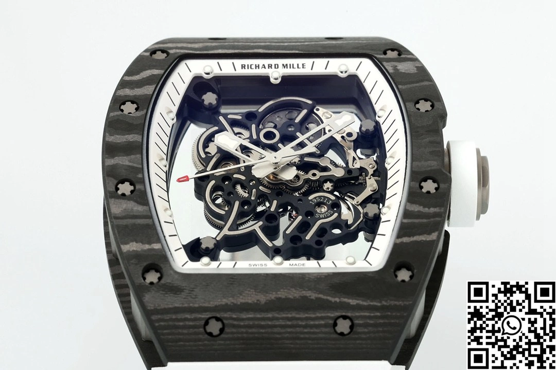 Richard Mille RM-055 APS Factory NTPT Carbon Fiber Black Case White Band