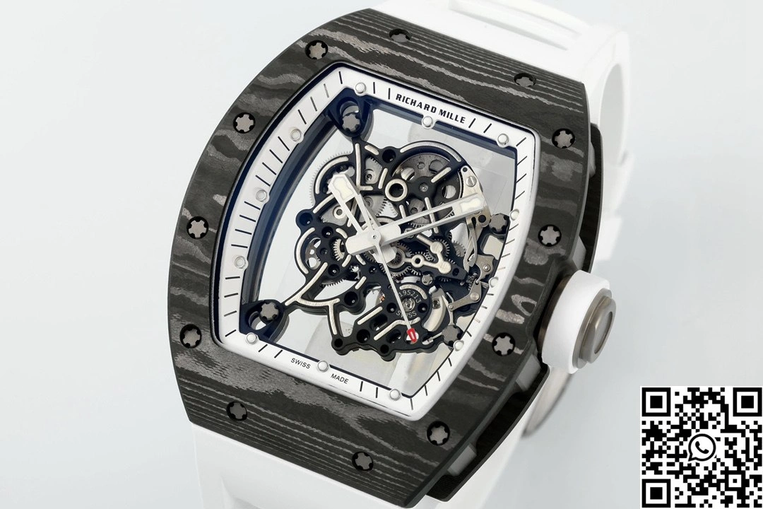 Richard Mille RM-055 APS Factory NTPT Carbon Fiber Black Case White Band