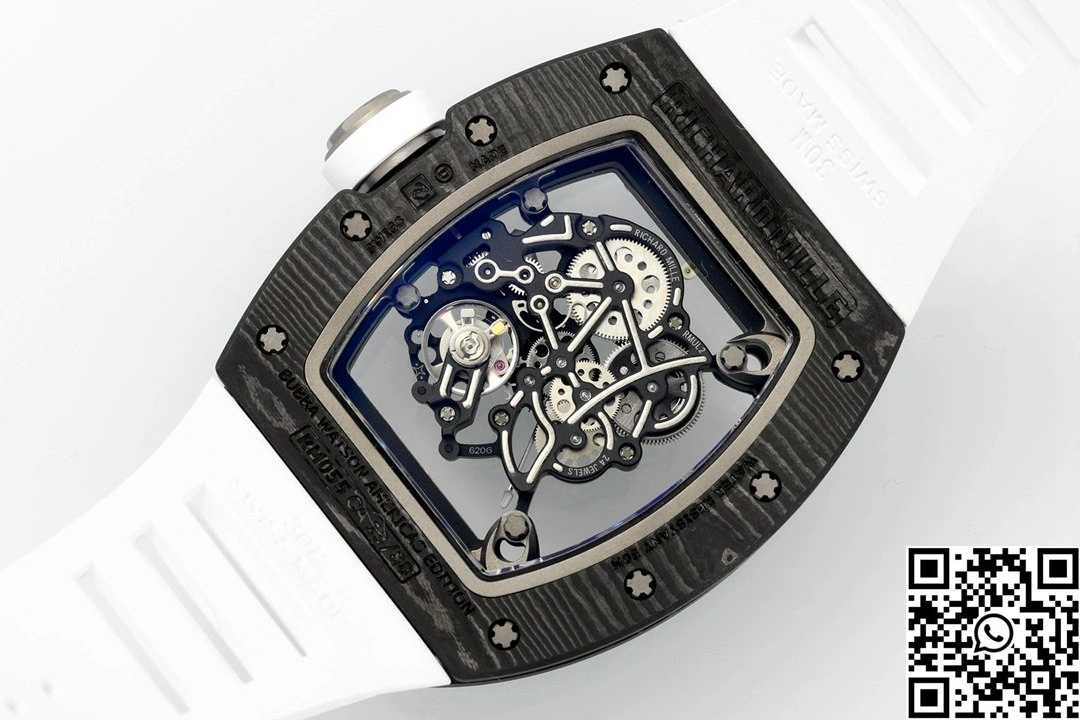 Richard Mille RM-055 APS Factory NTPT Carbon Fiber Black Case White Band