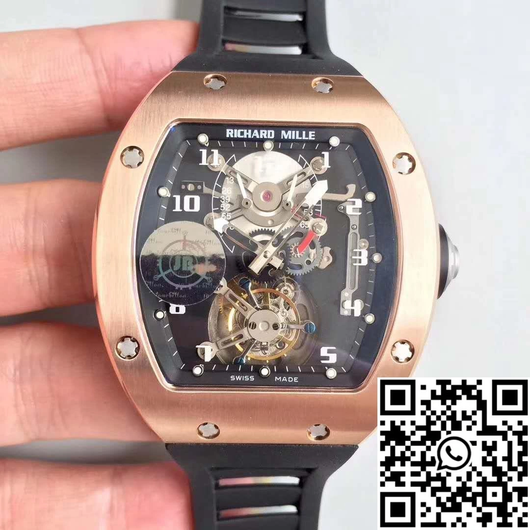 Richard Mille RM001 Rose Gold Tourbillon JB Factory Black Dial
