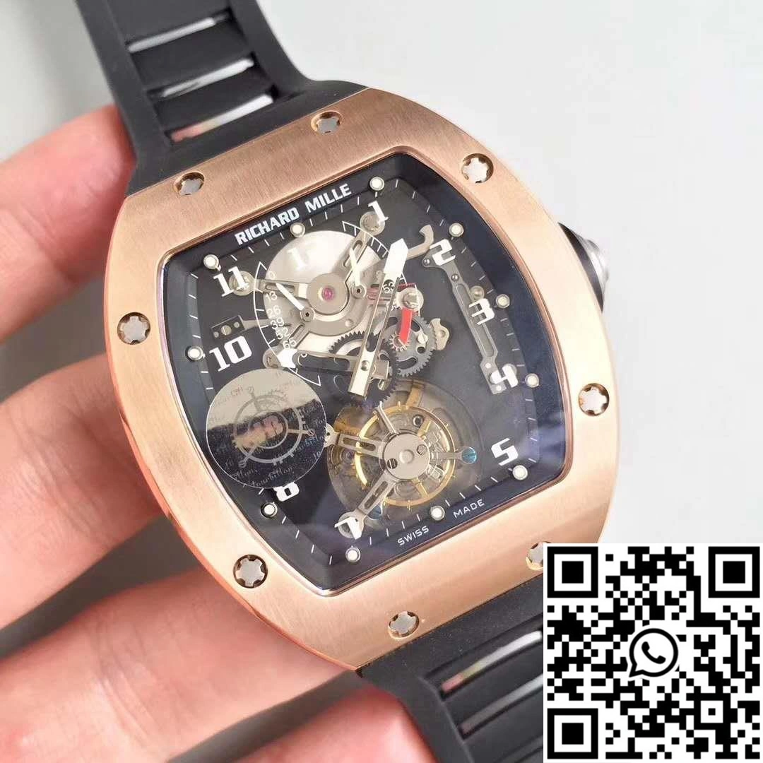 Richard Mille RM001 Rose Gold Tourbillon JB Factory Black Dial