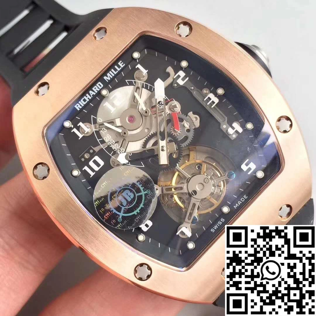 Richard Mille RM001 Rose Gold Tourbillon JB Factory Black Dial