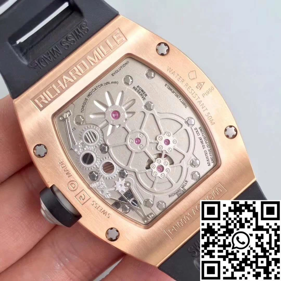 Richard Mille RM001 Rose Gold Tourbillon JB Factory Black Dial