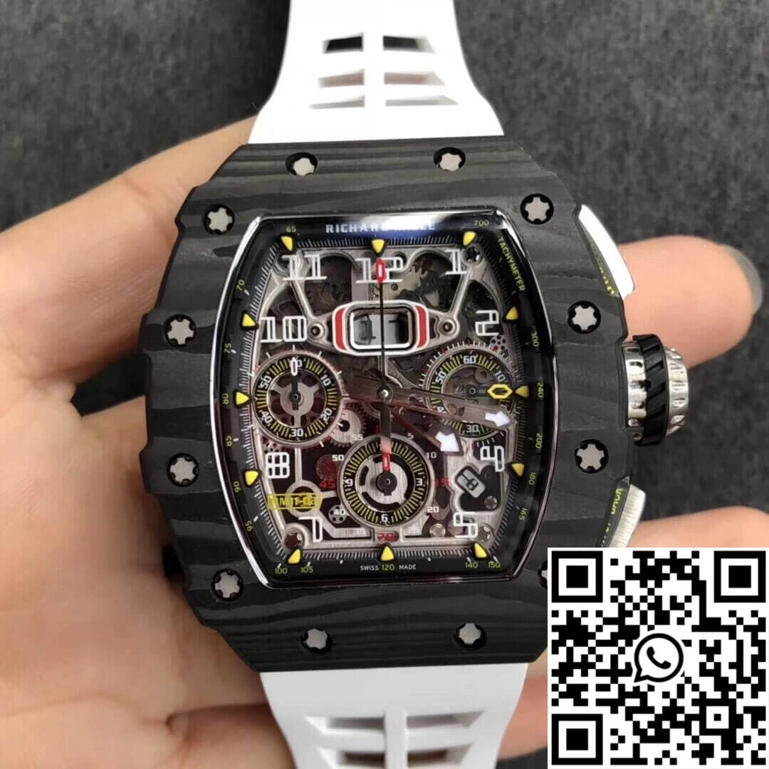 Richard Mille RM011-03 KV Factory Carbon Fiber White Strap