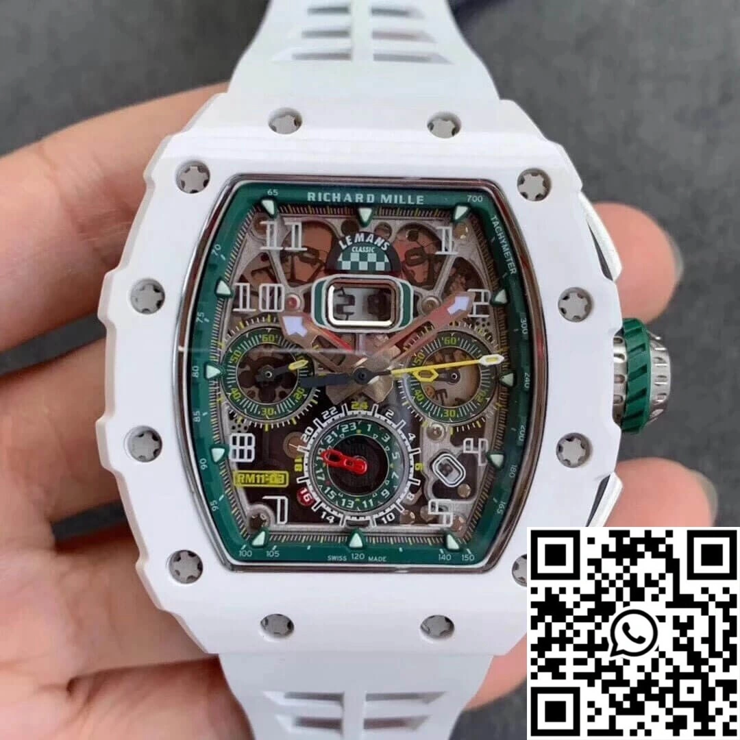 Richard Mille RM011-03 KV Factory Ceramic White Strap