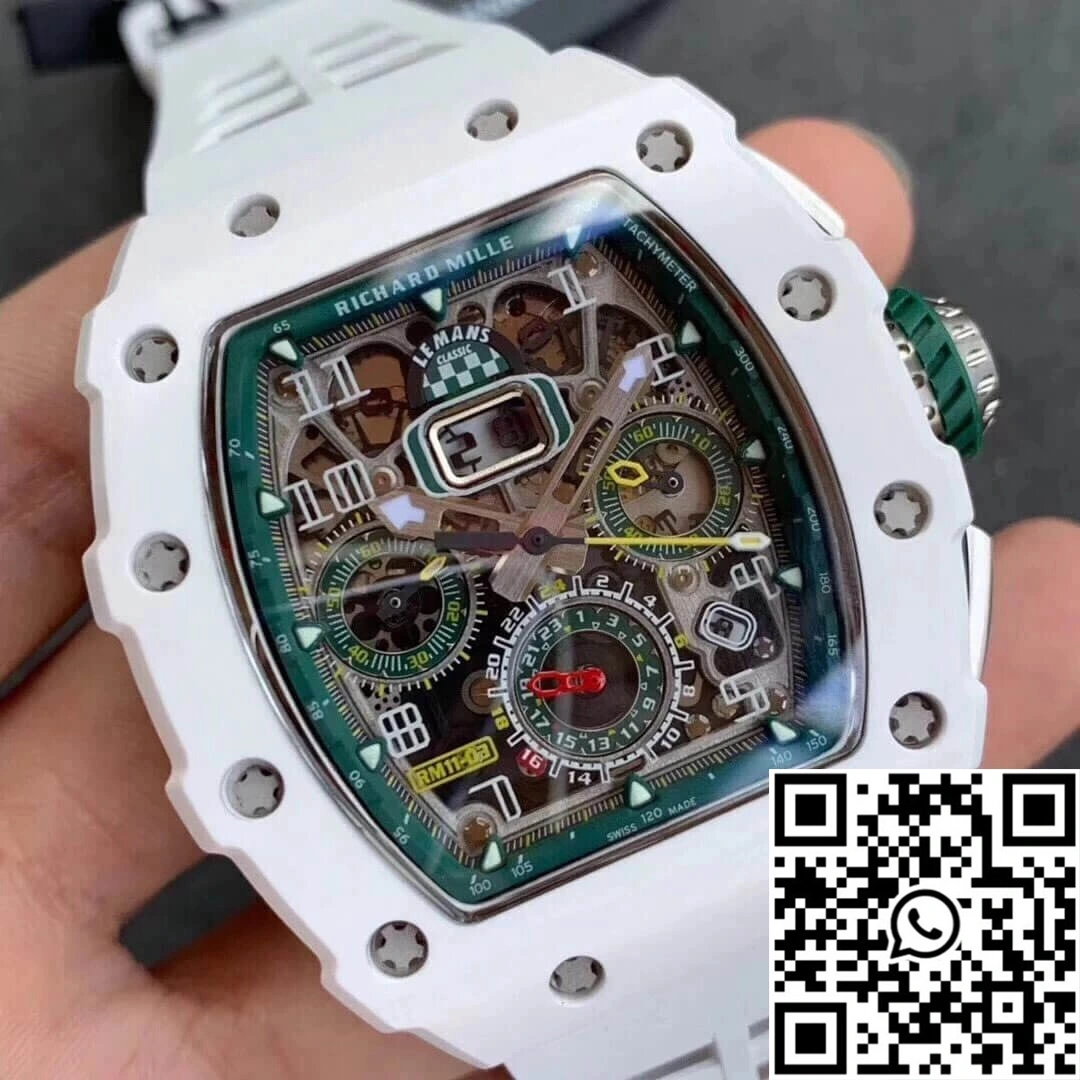 Richard Mille RM011-03 KV Factory Ceramic White Strap