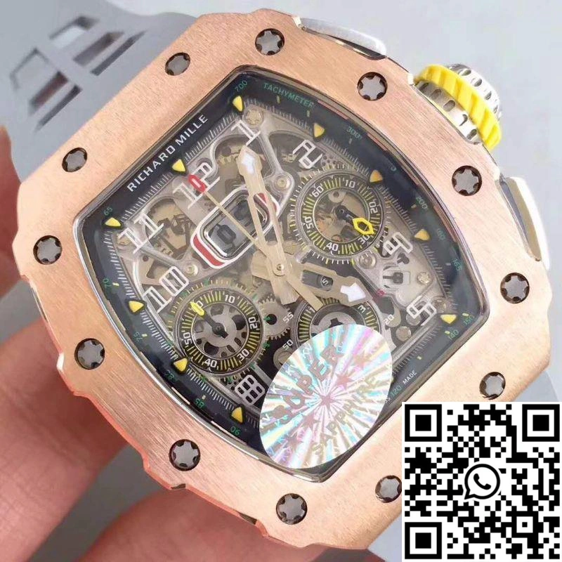 Richard Mille RM011 Felipe Massa Chronograph KV Factory Rose Gold Skeleton Dial